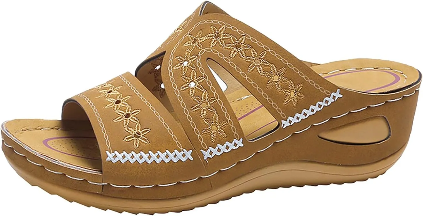 Orthopedic Sandals for Women Dressy Summer Comfortable Walking Sandals with Arch Support Platform Sandals Wedge Slides Shoes