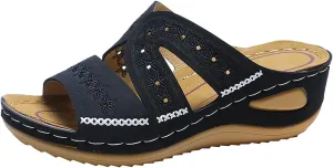 Orthopedic Sandals for Women: Slip On Dressy Summer Comfortable Slides Sandals Lightweight Memory Foam Wedge Platform Shoes