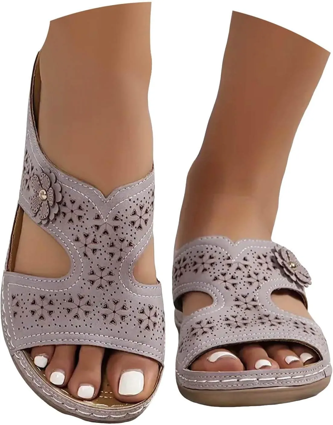 Orthopedic Sandals for Women: Slip On Dressy Summer Comfortable Wedge Sandals Lightweight Walking Sandals with Arch Support