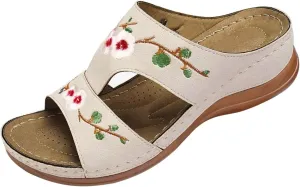 Orthopedic Sandals for Women Wide Width Arch Support Flip Flops Beach with Flowers Wedge Sandal Comfortable Cute Arch Support Womens Comfortable Shoes Sandalias De Mujer OrtopéDicas