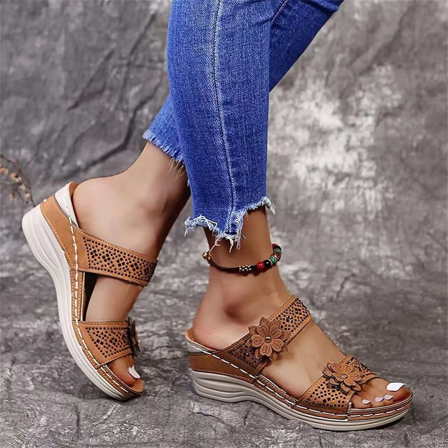 Orthopedic Sandals for Women Wide Width Arch Support Flip Flops Shower Wide Wedge Sandal Dressy Summer Arch Support Shoes Women Wedge Shoes Orthopedic Comfortable Orthopedic Shoe for Woman
