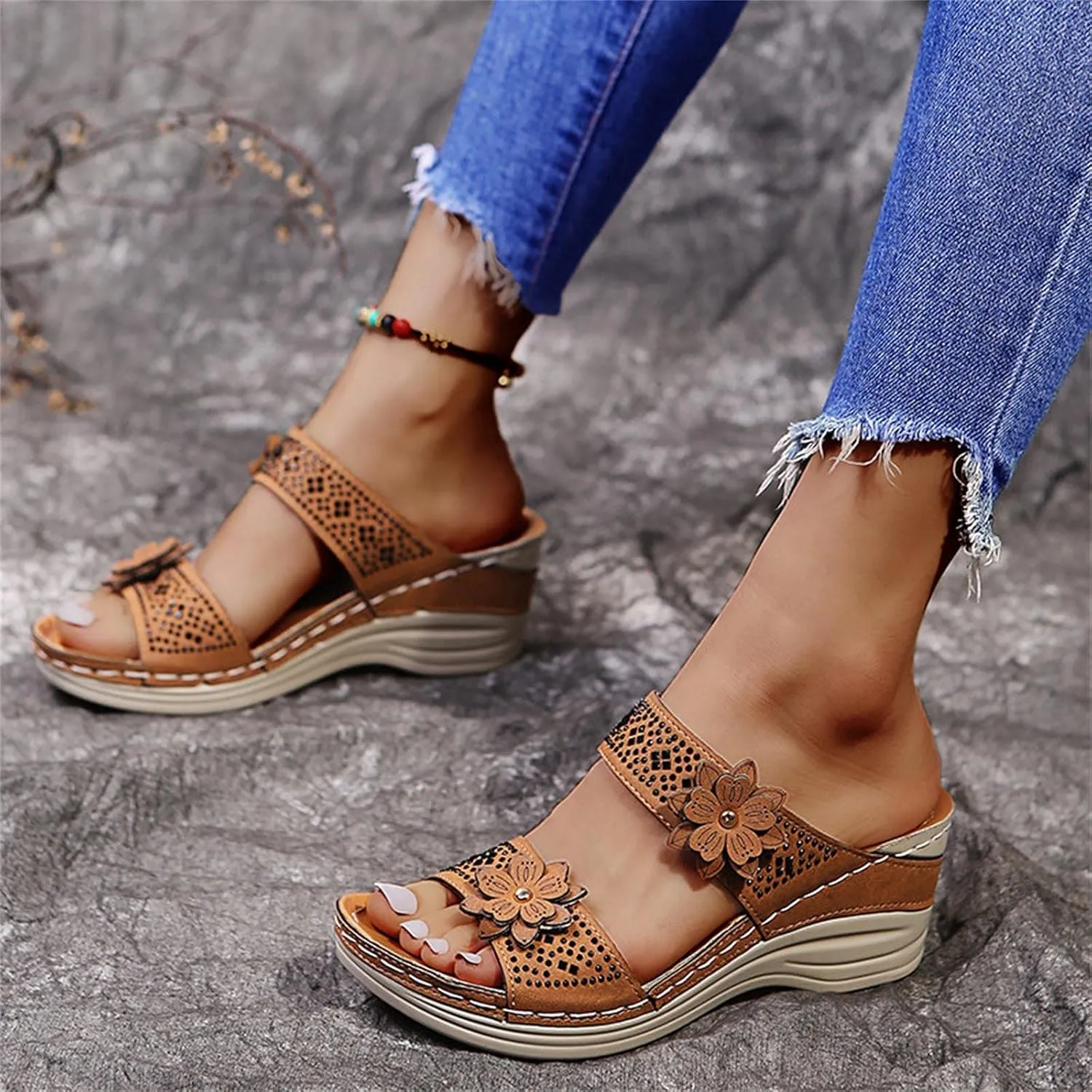 Orthopedic Sandals for Women Wide Width Arch Support Flip Flops Shower Wide Wedge Sandal Dressy Summer Arch Support Shoes Women Wedge Shoes Orthopedic Comfortable Orthopedic Shoe for Woman