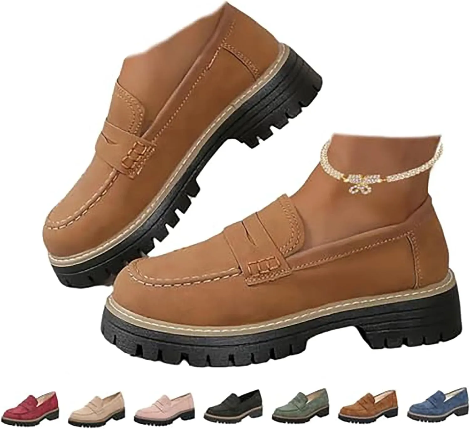 orthoture Orthopedic Platform Loafers, Slip On Comfort Casual Fashion,Platform Loafers for Women