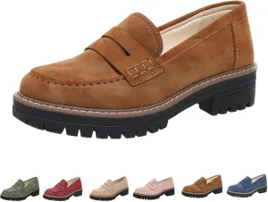 Orthoture Orthopedic Platform Loafers, Womens Loafers Comfortable,Womens Round Toe Walking Shoe, Womens Suede Lug Sole Loafers,Comfortable Slip on Work Office Casual Dress Shoes