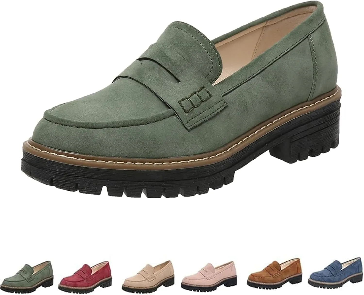 Orthoture Orthopedic Platform Loafers, Womens Loafers Comfortable,Womens Round Toe Walking Shoe, Womens Suede Lug Sole Loafers,Comfortable Slip on Work Office Casual Dress Shoes