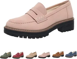 Orthoture Orthopedic Platform Loafers, Womens Loafers Comfortable,Womens Round Toe Walking Shoe, Womens Suede Lug Sole Loafers,Comfortable Slip on Work Office Casual Dress Shoes