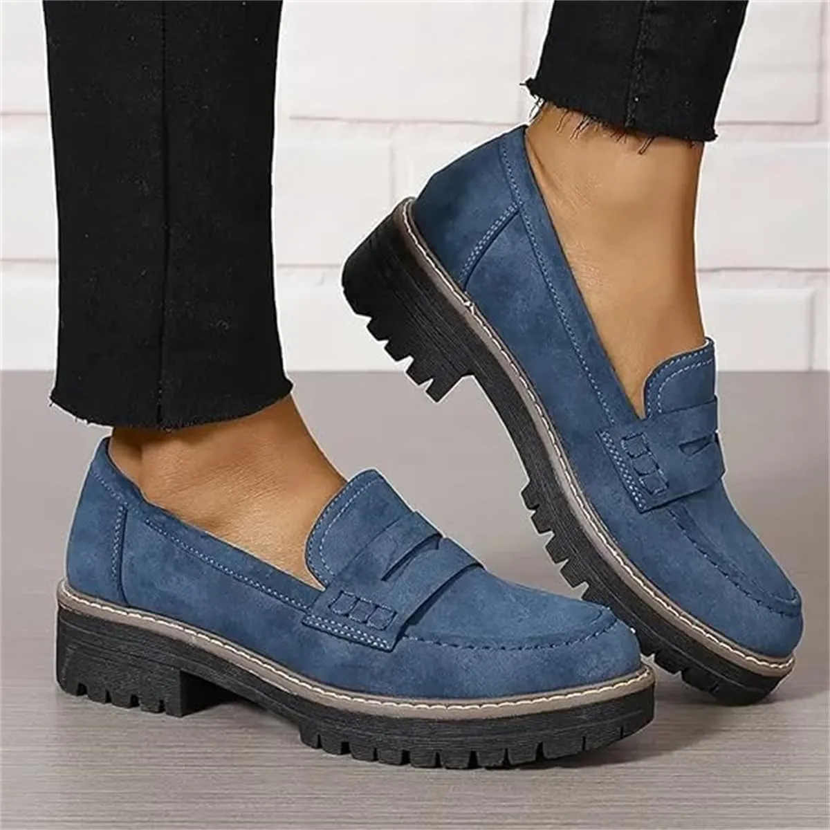 Orthoture-Orthopedic Platform Loafers,Womens Retro Round Toe Comfortable Slip on Shoes,Casual Walking Work Shoes for Women