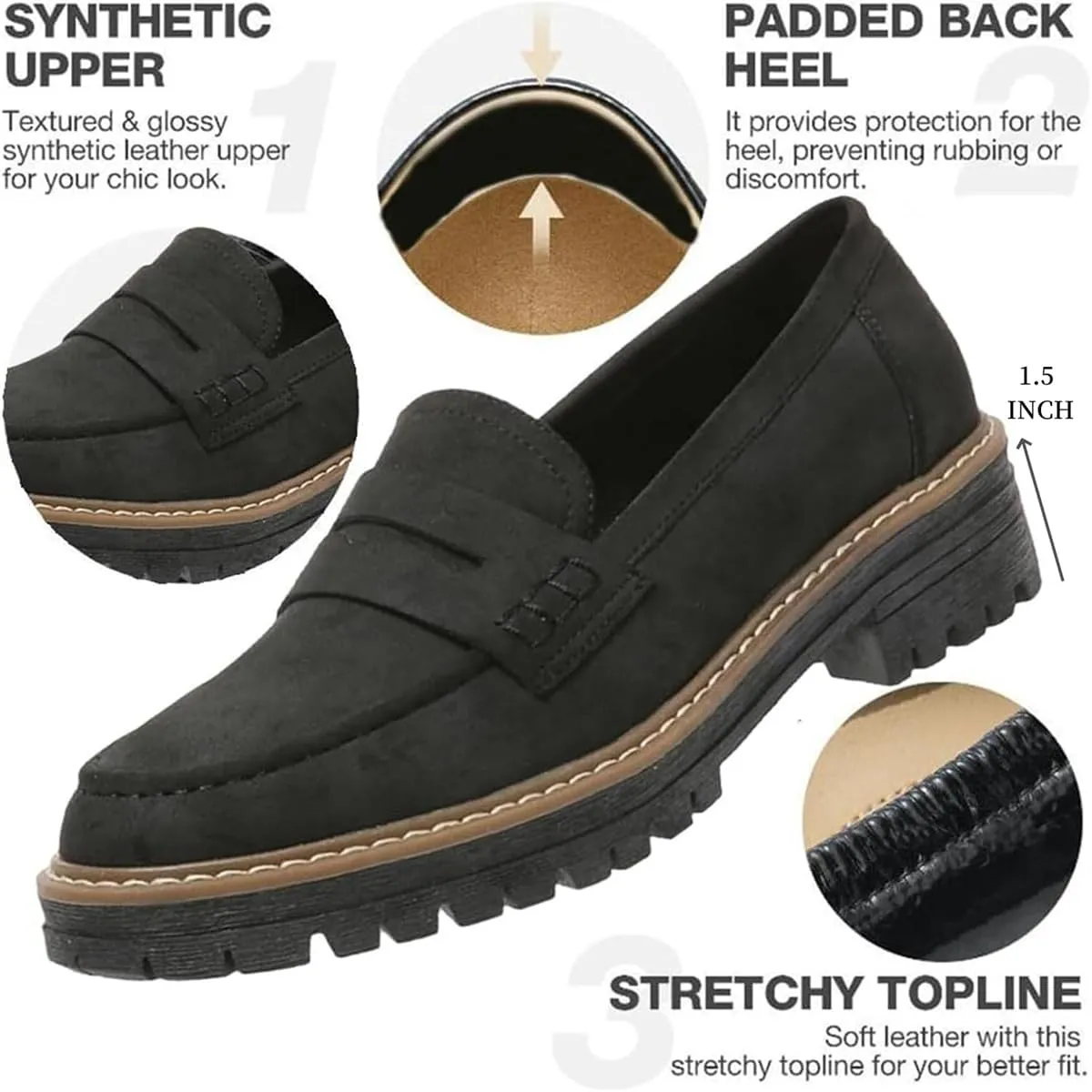 Orthoture-Orthopedic Platform Loafers,Womens Retro Round Toe Comfortable Slip on Shoes,Casual Walking Work Shoes for Women