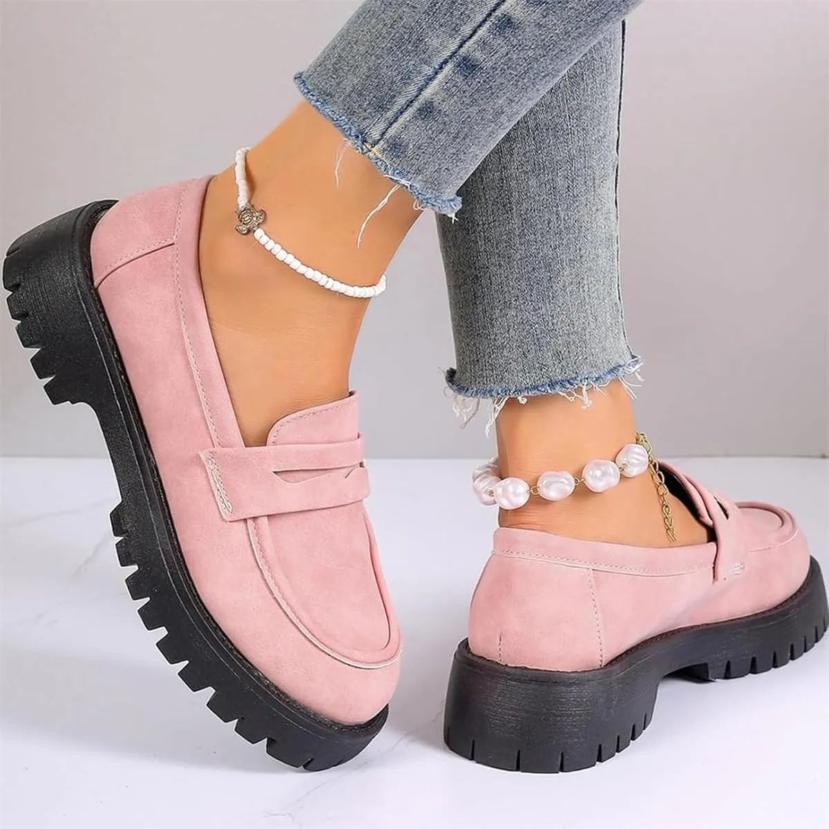 Orthoture-Orthopedic Platform Loafers,Womens Retro Round Toe Comfortable Slip on Shoes,Casual Walking Work Shoes for Women