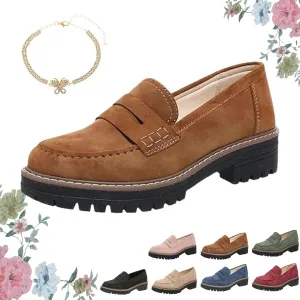 Orthoture Womens Shoes, Orthoture-Orthopedic Platform Loafers, Womens Non Slip Comfortable Retro Slip on Loafers Round Toe Walking Shoe(Brown,US 7.5)