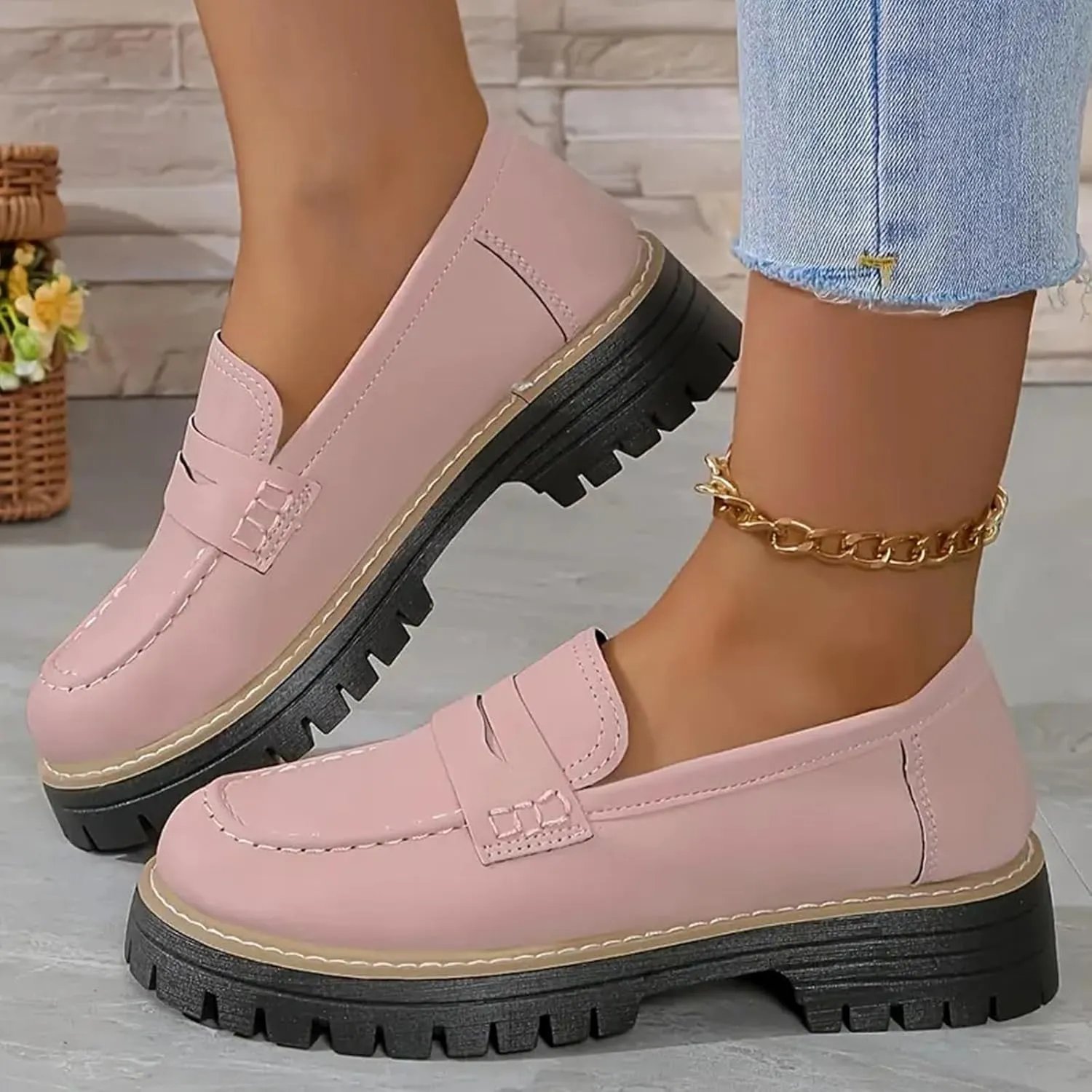 Orthoture Womens Shoes, Orthoture-Orthopedic Platform Loafers, Womens Non Slip Comfortable Retro Slip on Loafers Round Toe Walking Shoe(Brown,US 7.5)