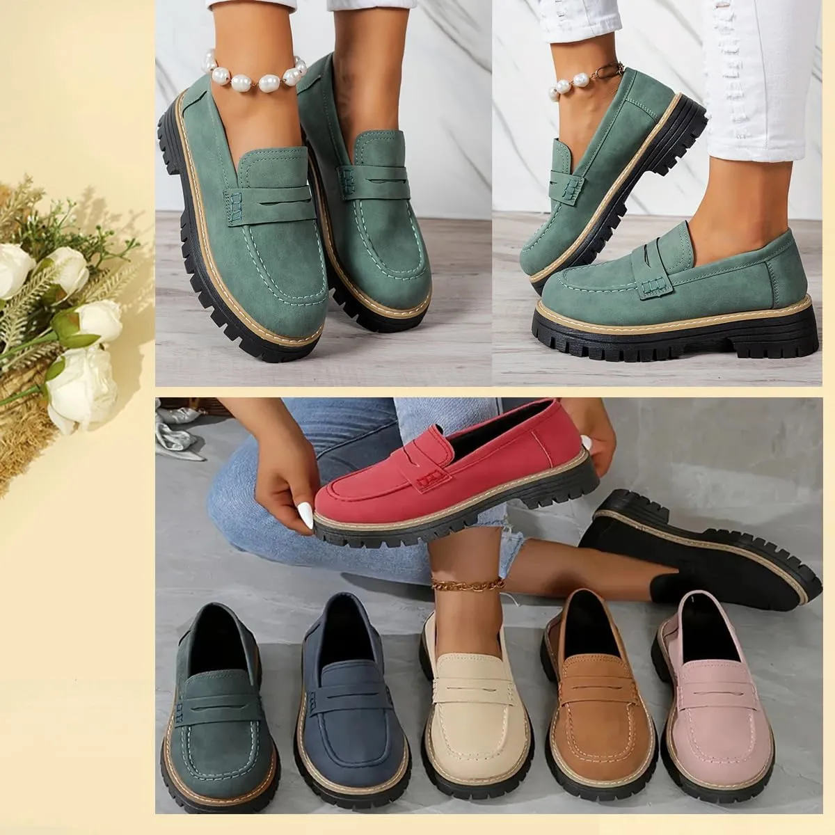 Orthoturee-Orthopedic Platform Loafers, Increase Orthopedic Loafers for Women, Womens Comfort Round Toe Walking Shoes