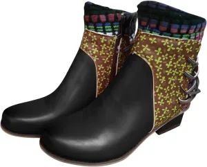 Platform Boots Women's Leather Round Toe Combat Boots High Tops Solid Glossy Strap Boots Ankle Short Boots