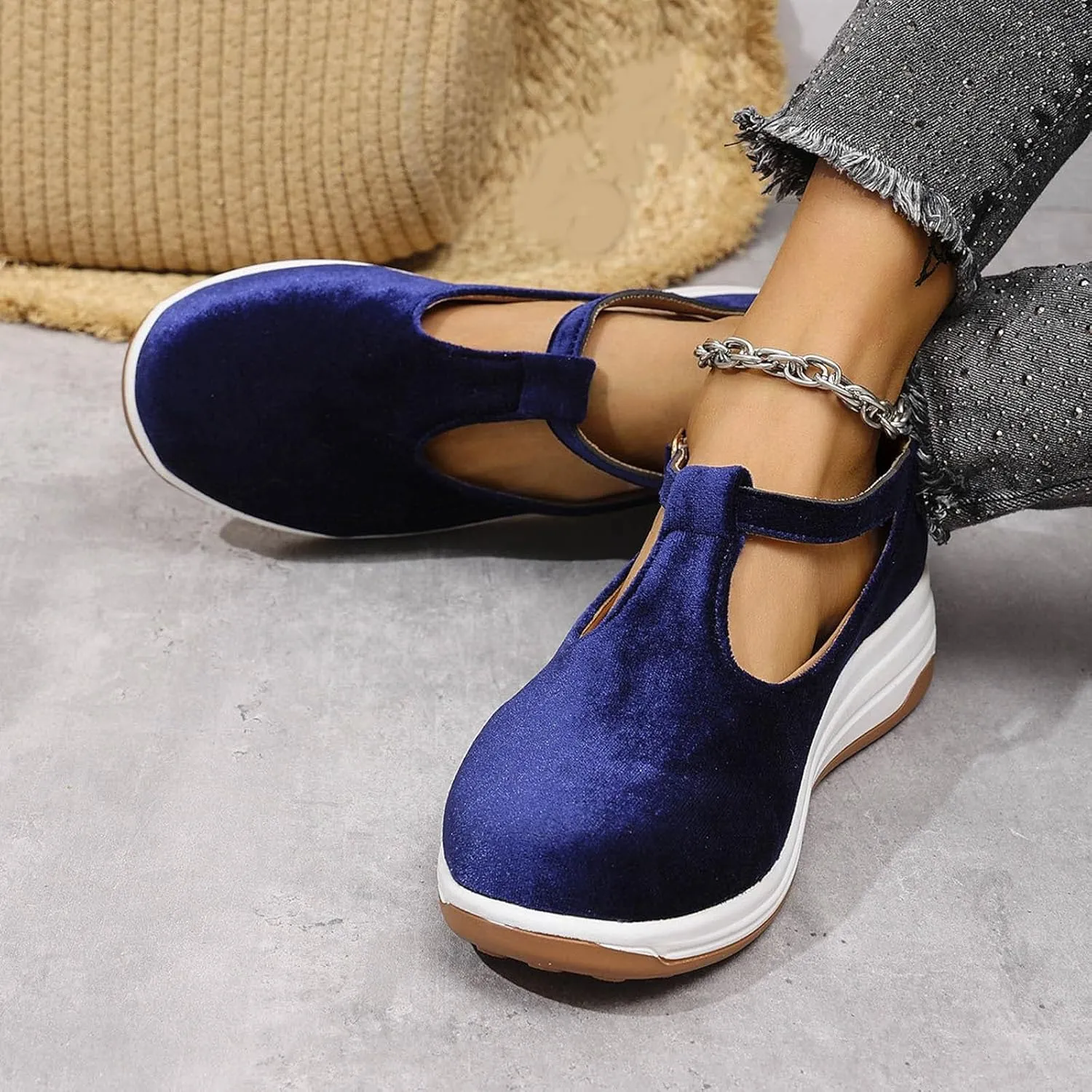 Platform Wedge Loafers for Women Arch Support Comfortable Casual Slip On Low Top Ankle Strap Walking Shoes Dressy Summer Wedges Sandals Breathable Lightweight Canvas Sneakers for Outdoor Travel