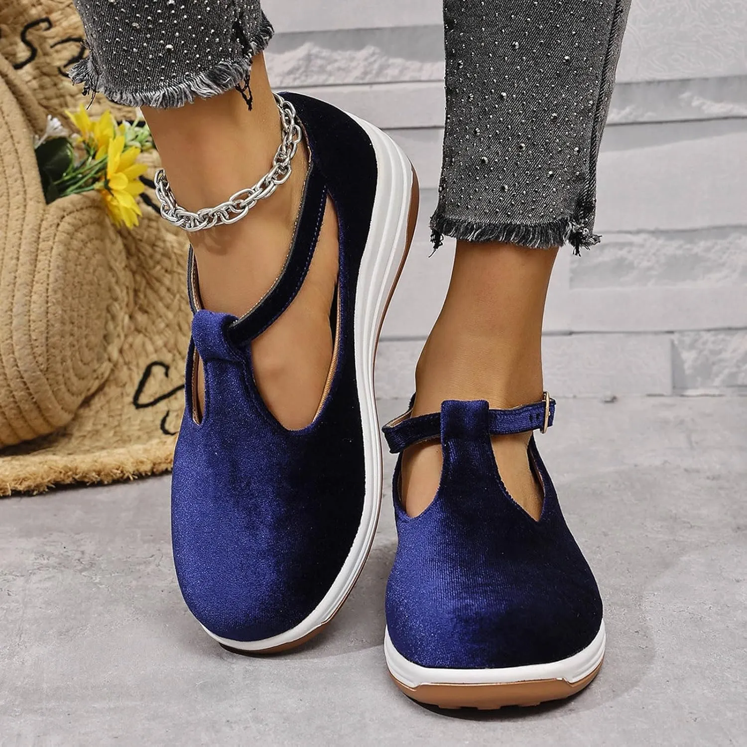 Platform Wedge Loafers for Women Arch Support Comfortable Casual Slip On Low Top Ankle Strap Walking Shoes Dressy Summer Wedges Sandals Breathable Lightweight Canvas Sneakers for Outdoor Travel
