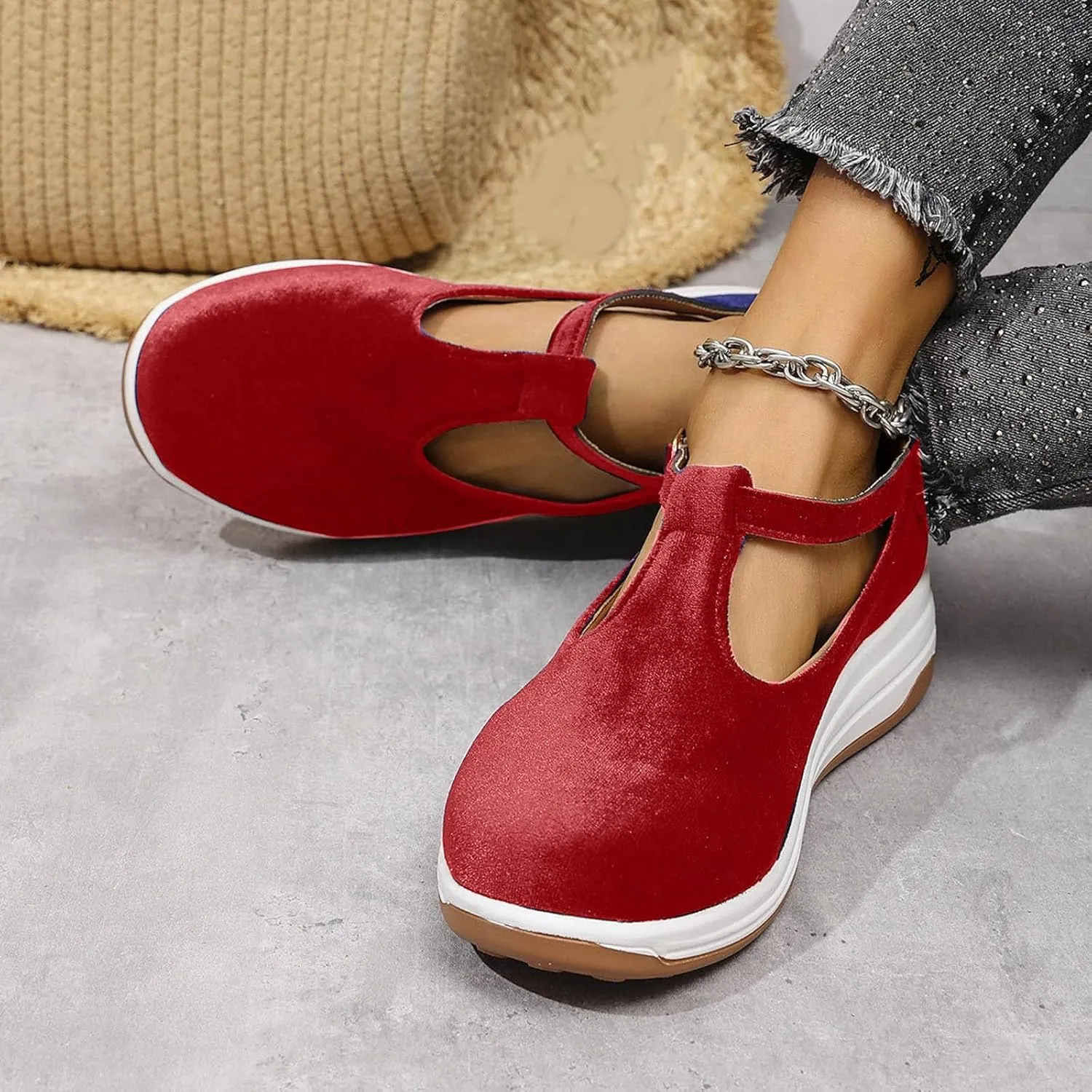 Platform Wedge Loafers for Women Arch Support Comfortable Casual Slip On Low Top Ankle Strap Walking Shoes Dressy Summer Wedges Sandals Breathable Lightweight Canvas Sneakers for Outdoor Travel