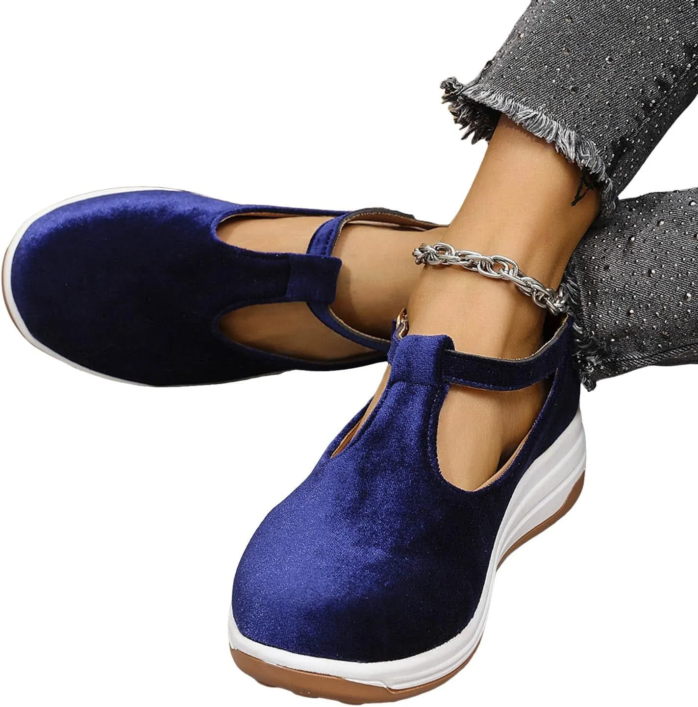 Platform Wedge Loafers for Women Arch Support Comfortable Casual Slip On Low Top Ankle Strap Walking Shoes Dressy Summer Wedges Sandals Breathable Lightweight Canvas Sneakers for Outdoor Travel