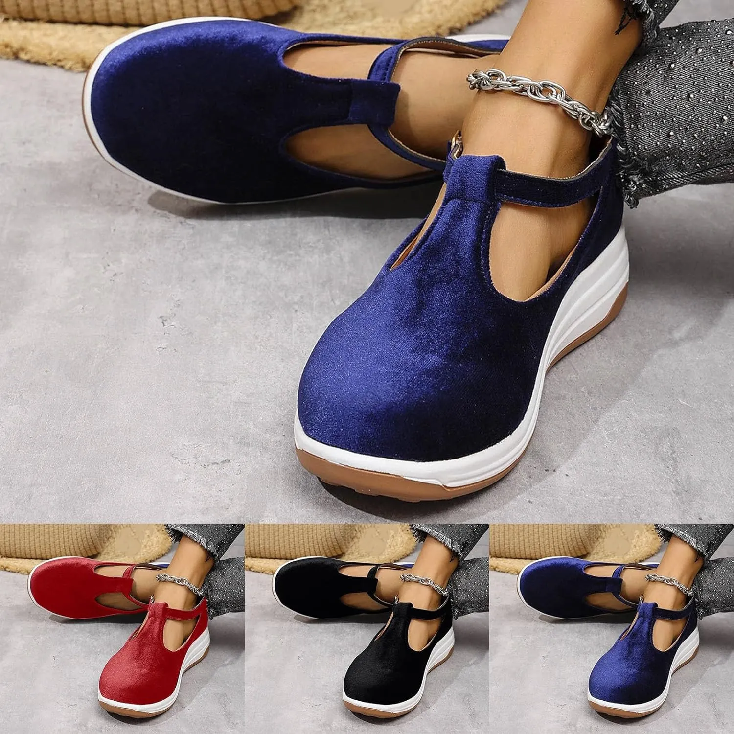 Platform Wedge Loafers for Women Arch Support Comfortable Casual Slip On Low Top Ankle Strap Walking Shoes Dressy Summer Wedges Sandals Breathable Lightweight Canvas Sneakers for Outdoor Travel