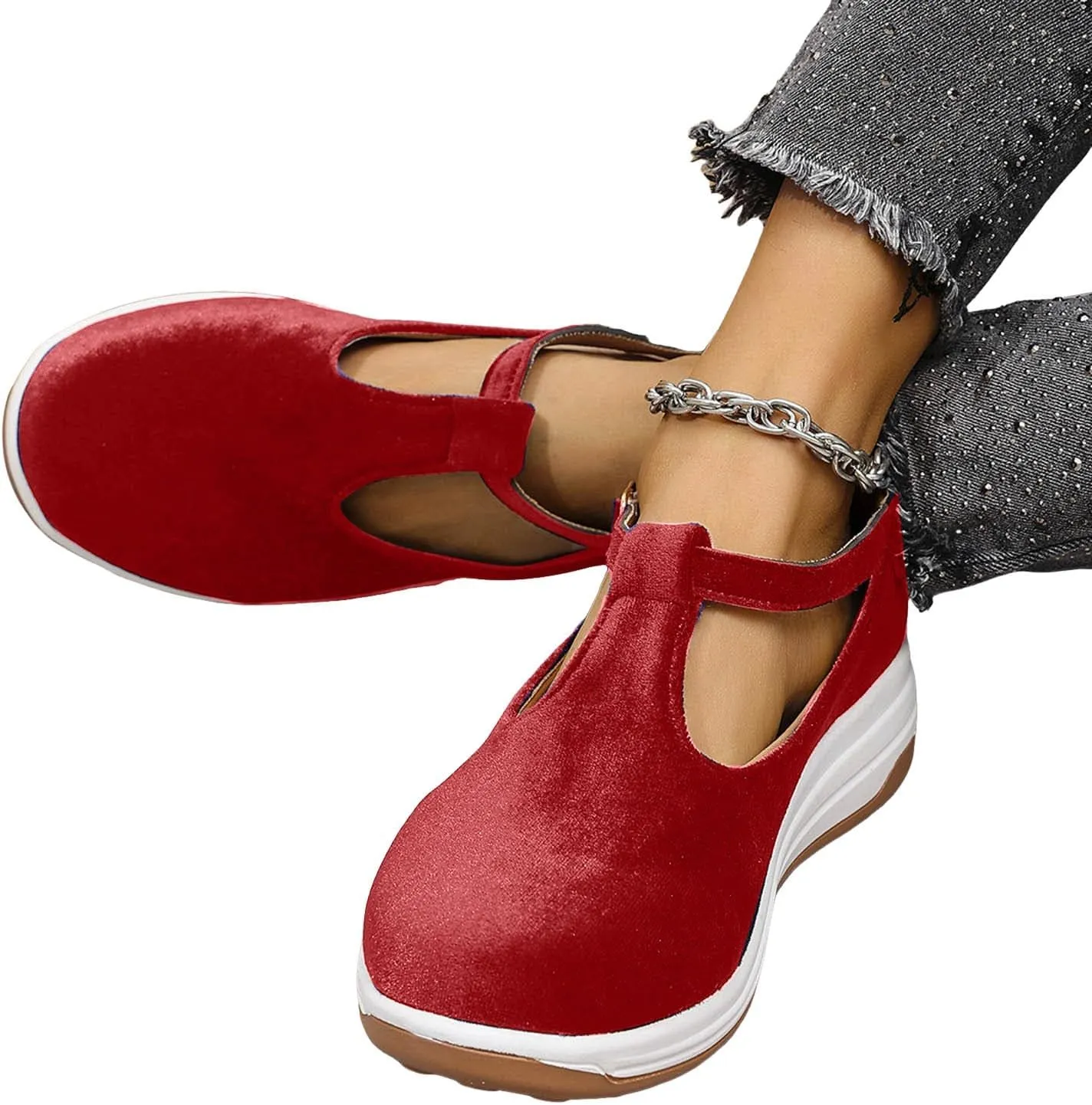 Platform Wedge Loafers for Women Arch Support Comfortable Casual Slip On Low Top Ankle Strap Walking Shoes Dressy Summer Wedges Sandals Breathable Lightweight Canvas Sneakers for Outdoor Travel