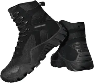 Plus Size Lightweight Combat Boots, Comfortable Stylish Lace Up High Top Combat Boots for Men, Fashion Round Toe Waterproof Hiking Boots, for Tactical, Military, Hunting