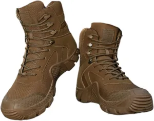 Plus Size Lightweight Combat Boots, Comfortable Stylish Lace Up High Top Combat Boots for Men, Fashion Round Toe Waterproof Hiking Boots, for Tactical, Military, Hunting