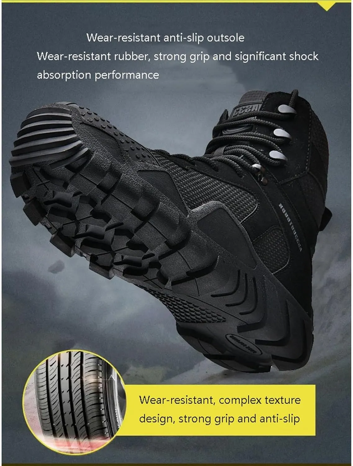 Plus Size Lightweight Combat Boots, Comfortable Stylish Lace Up High Top Combat Boots for Men, Fashion Round Toe Waterproof Hiking Boots, for Tactical, Military, Hunting