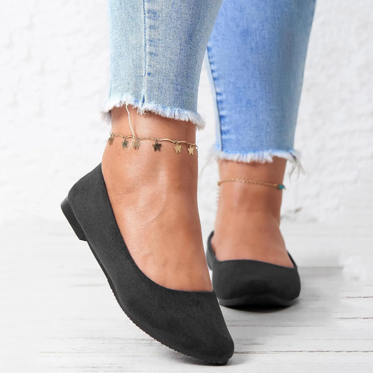 Pointed Toe Flats for Women Dressy Casual, Low Heel Dress Shoes Comfortable, Slip-on Business Work Loafer Shoes for Women