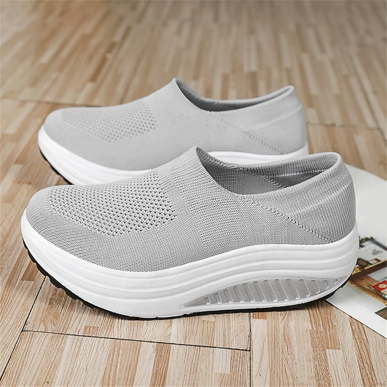 Running Shoes Womens Black Slip On Shoes Women Wide No Back Shoes for Women Sneakers Trendy with Arch Support Women's Fashion Sneakers Lace-Up Woven Knit Upper Womens Pull On Sneakers Black Soles