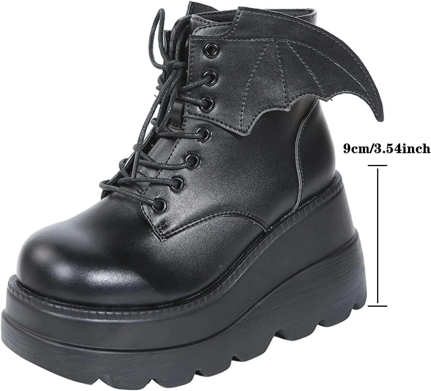 SACFOF Womens Goth Ankle Boots Platform Chunky Wedge Lace Up Combat Boots Punk Short Booties Motorcycle Platform Boots
