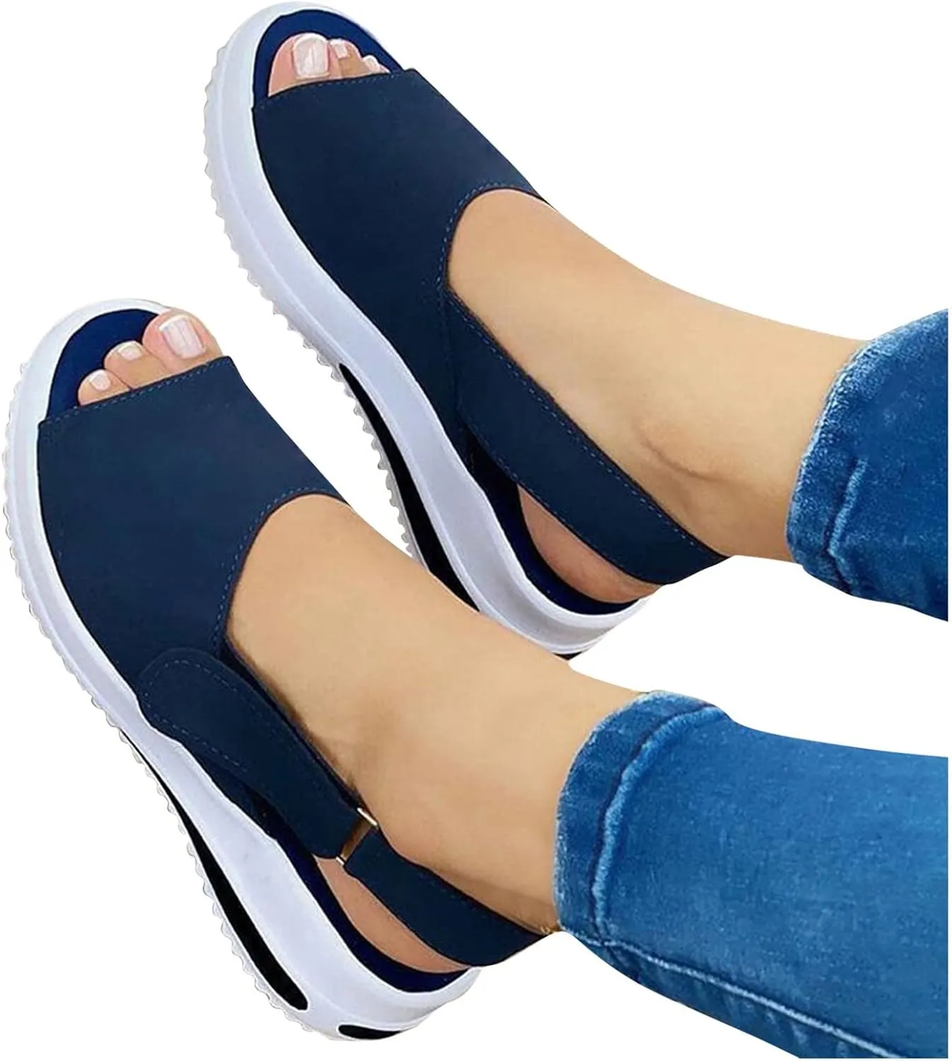 Sandalias para Mujer, Women's 2023 Peep Toe Platform Sandals Shoes Wedges Ankle Buckle Ladies Flip Flops