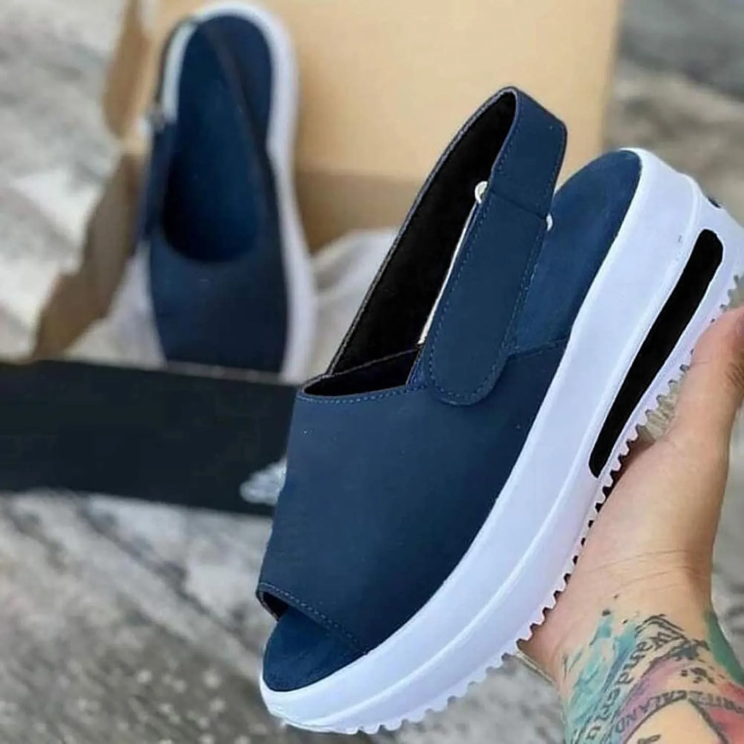 Sandalias para Mujer, Women's 2023 Peep Toe Platform Sandals Shoes Wedges Ankle Buckle Ladies Flip Flops