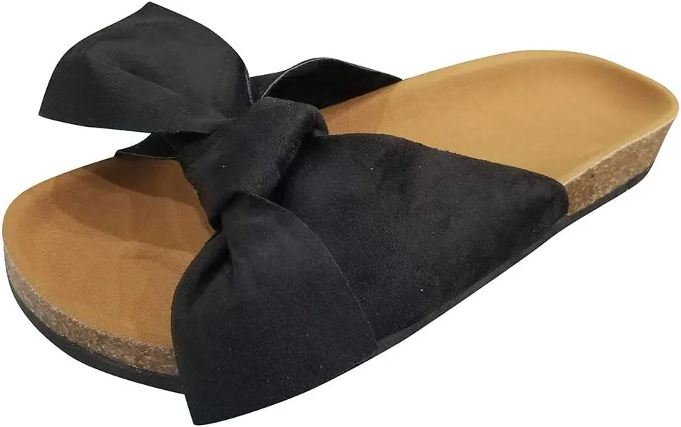 Sandals for Women Platform,Bow Slip-on Flip Flops Summer Slippers Flat Bottom with Bowknot Casual Open Toe Shoes