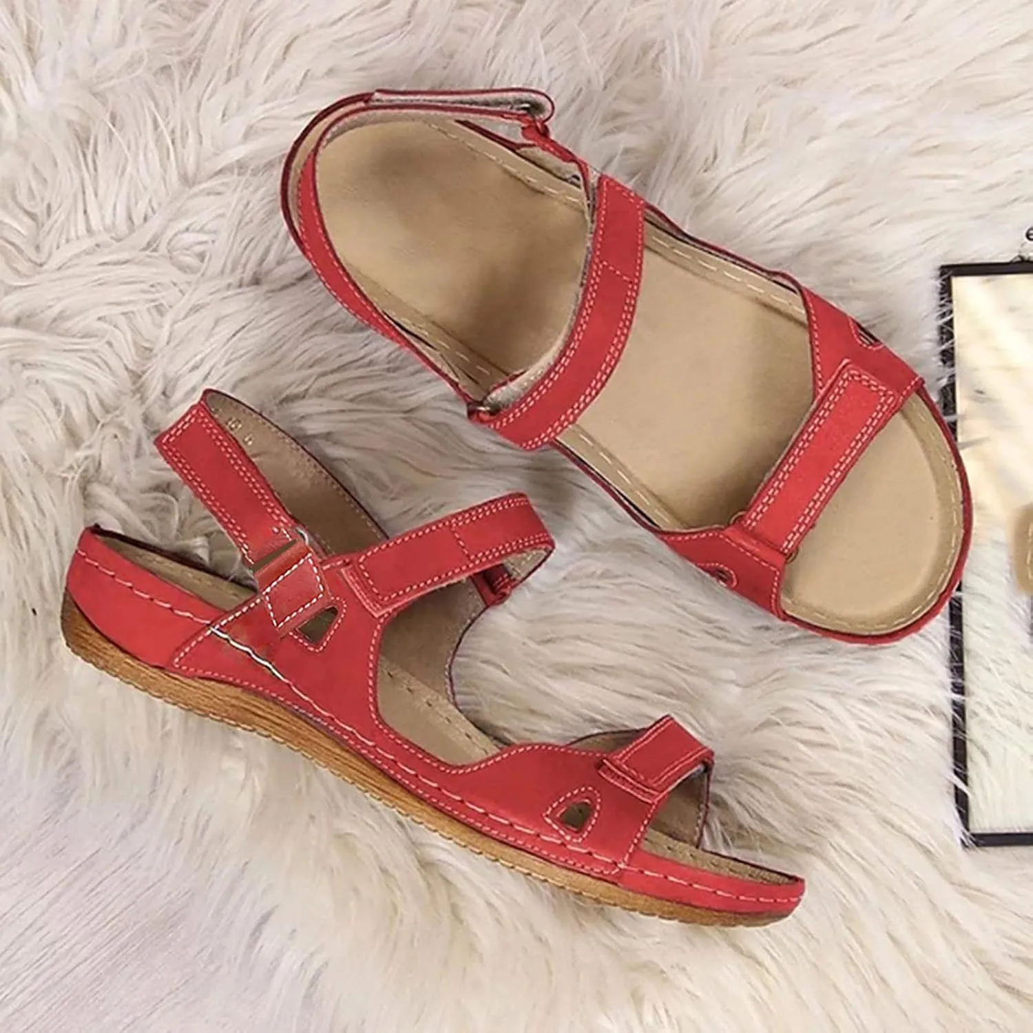 Sandals for Women Wide Width, 2024 Summer Comfortable Platforms Sandals Shoes Beach Travel Shoe Casual Flip Flops Slippers