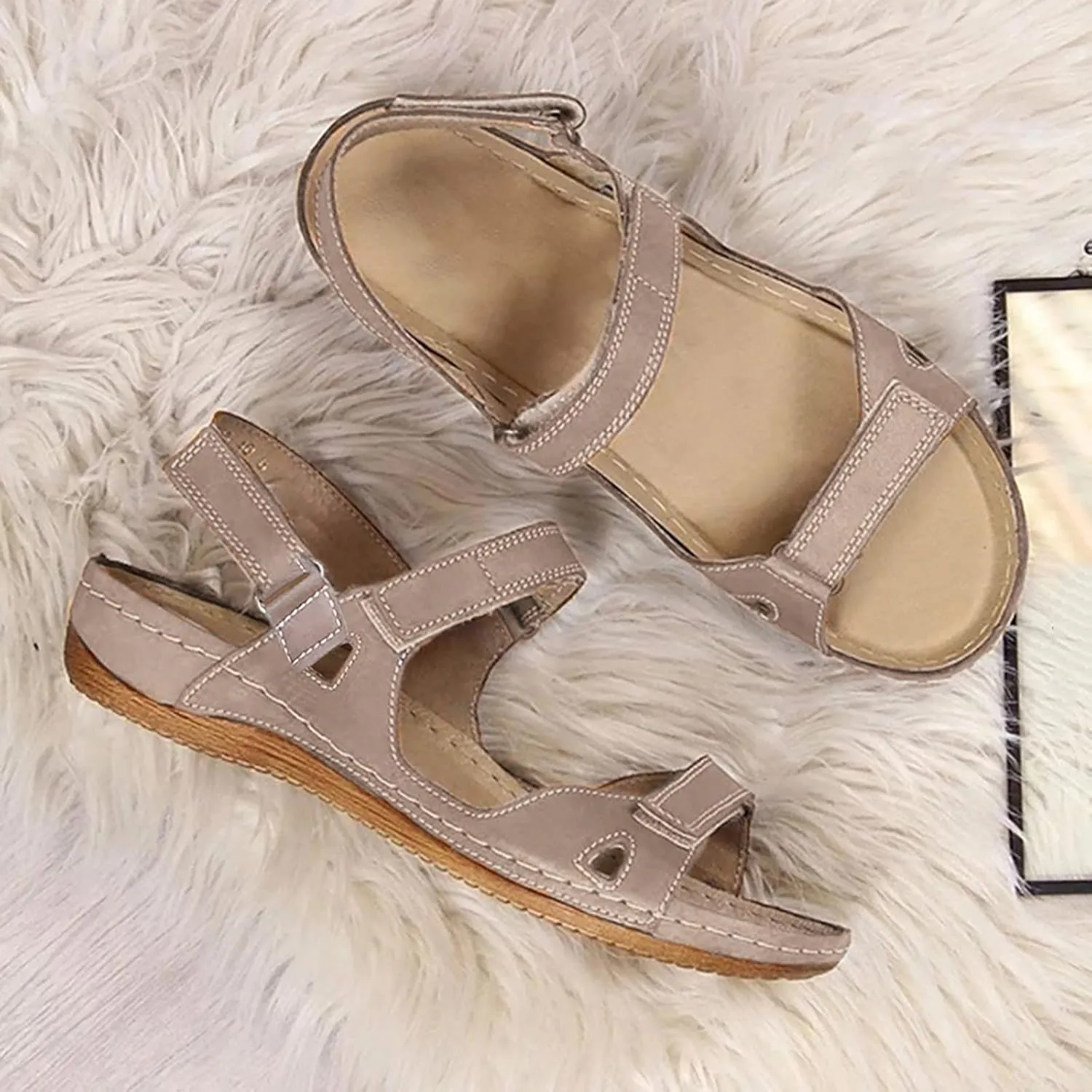 Sandals for Women Wide Width, 2024 Summer Comfortable Platforms Sandals Shoes Beach Travel Shoe Casual Flip Flops Slippers