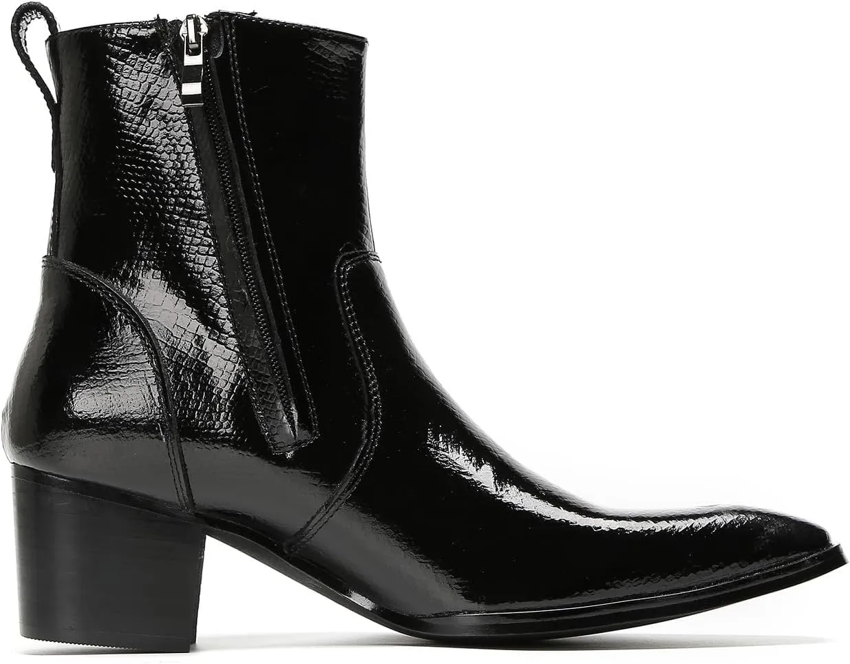 Santimon Mens Casual Boots Dress Mid Top Boots Genuine Leather Plain Toe Zipper On Size Chelsea Boots Fashion Singer Bar Disco Party Cowboy Boots Hight Top Western Boots for Men
