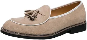 Santimon Men's Suede Tassel Loafers, Classic Slip-On Dress Shoes Formal Tuxedo Wedding Loafer Shoes