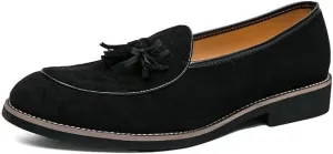 Santimon Men's Suede Tassel Loafers, Classic Slip-On Dress Shoes Formal Tuxedo Wedding Loafer Shoes