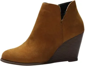 SBGMoSJ Black Leather Ankle Boots for Women Chunky Heel Wide Width Open Toe Booties for Women Low Heel Womens Leather Ankle Boots Heel Brown Leather Wedges for Women Ankle Boot Women
