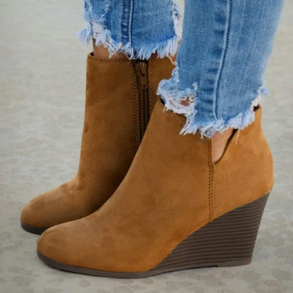 SBGMoSJ Black Leather Ankle Boots for Women Chunky Heel Wide Width Open Toe Booties for Women Low Heel Womens Leather Ankle Boots Heel Brown Leather Wedges for Women Ankle Boot Women