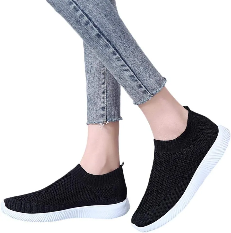 SBGMoSJ Chunky Sneakers for Women 2023 Black Orthopedic Shoes for Women Wide Toe Womens Slip On Tennis Shoes Size 7 Womens Sneakers Size 8 Trendy Womens Shoes Slip Ons Flats Fall 2023