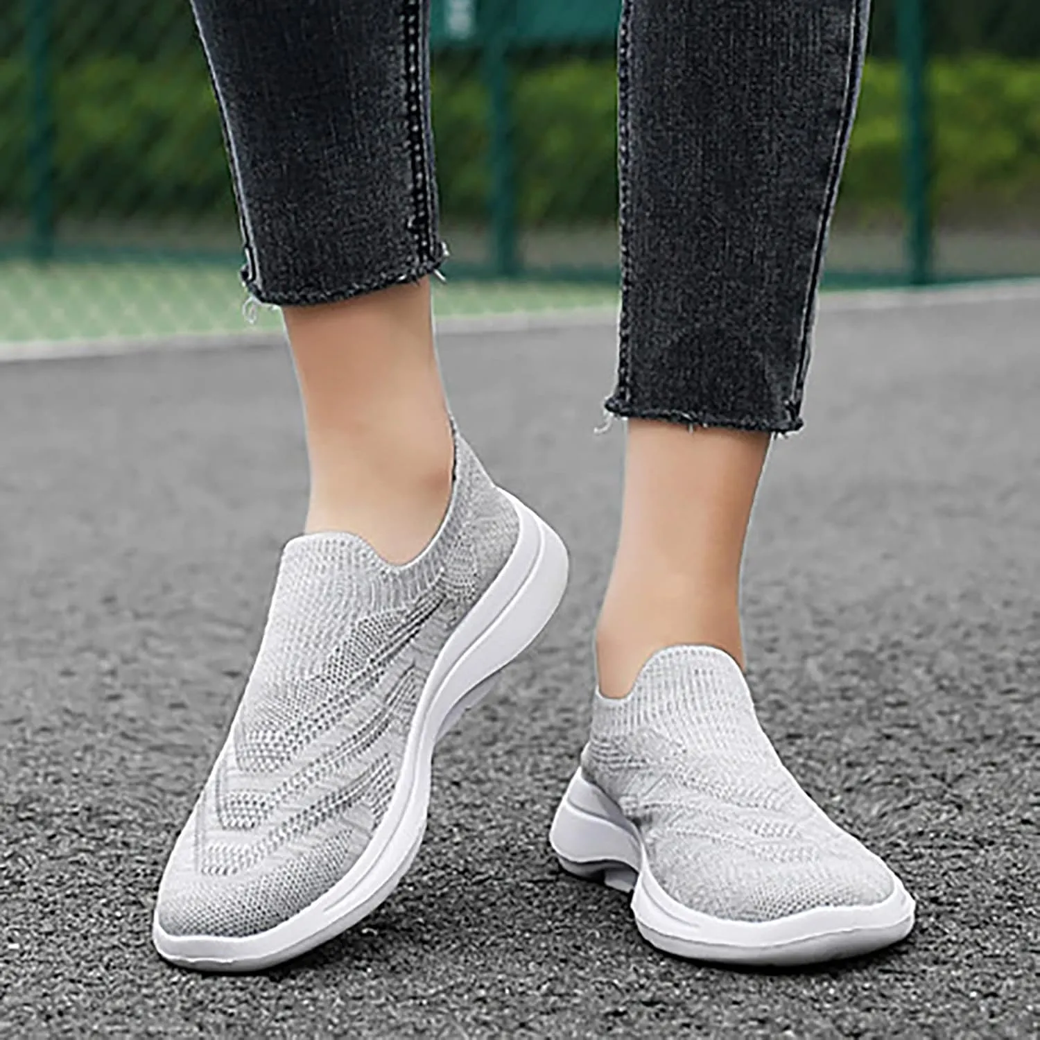 SBGMoSJ Plantar Fasciitis Shoes Women Slip Ons Wide Women Orthopedic Sneakers Wide All White Gym Shoes for Women Running Shoes for Women Black and White Women's Hiking Shoes Lightweight