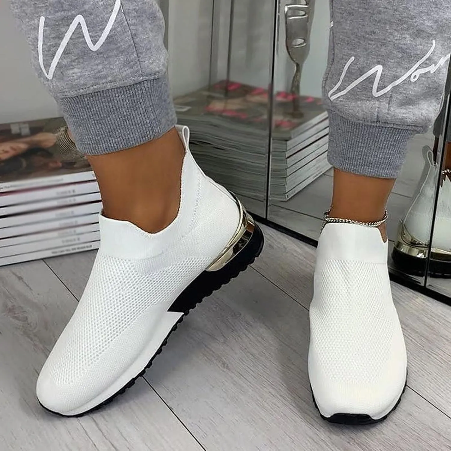 SBGMoSJ Sneakers for Womens Slip On Shoes Women Wide Winter Gym Shoes Women Weightlifting Running Sneakers for Women 2023 Zapato Antiderrapante Mujer