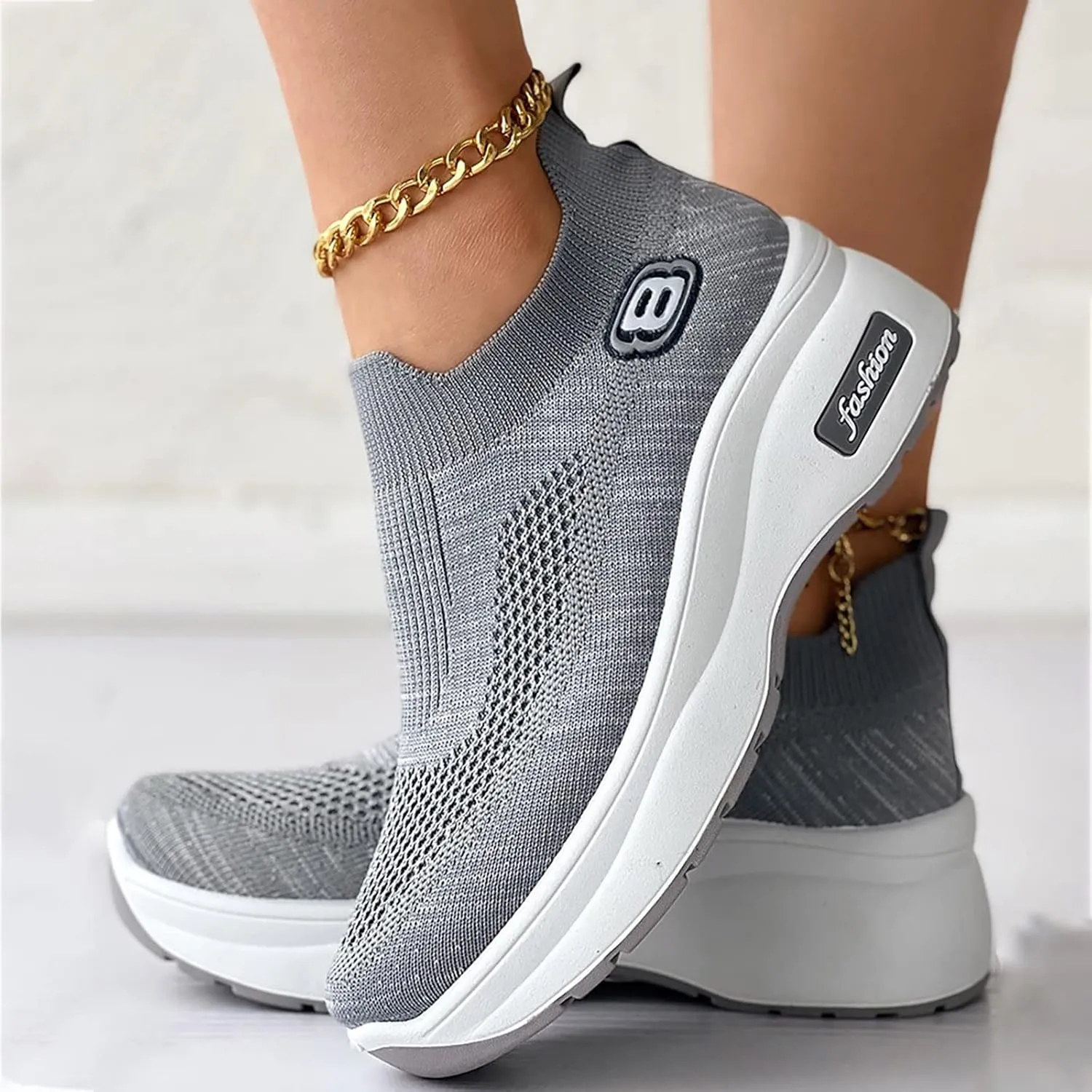 SBGMoSJ Wide Toe Box Casual Sneakers Women Zapatillas Ortopedicas para Mujer Sneakers Women Trendy Fashion Gym Shoes for Women Weight Lifting Trail Running Shoes for Women Size 9