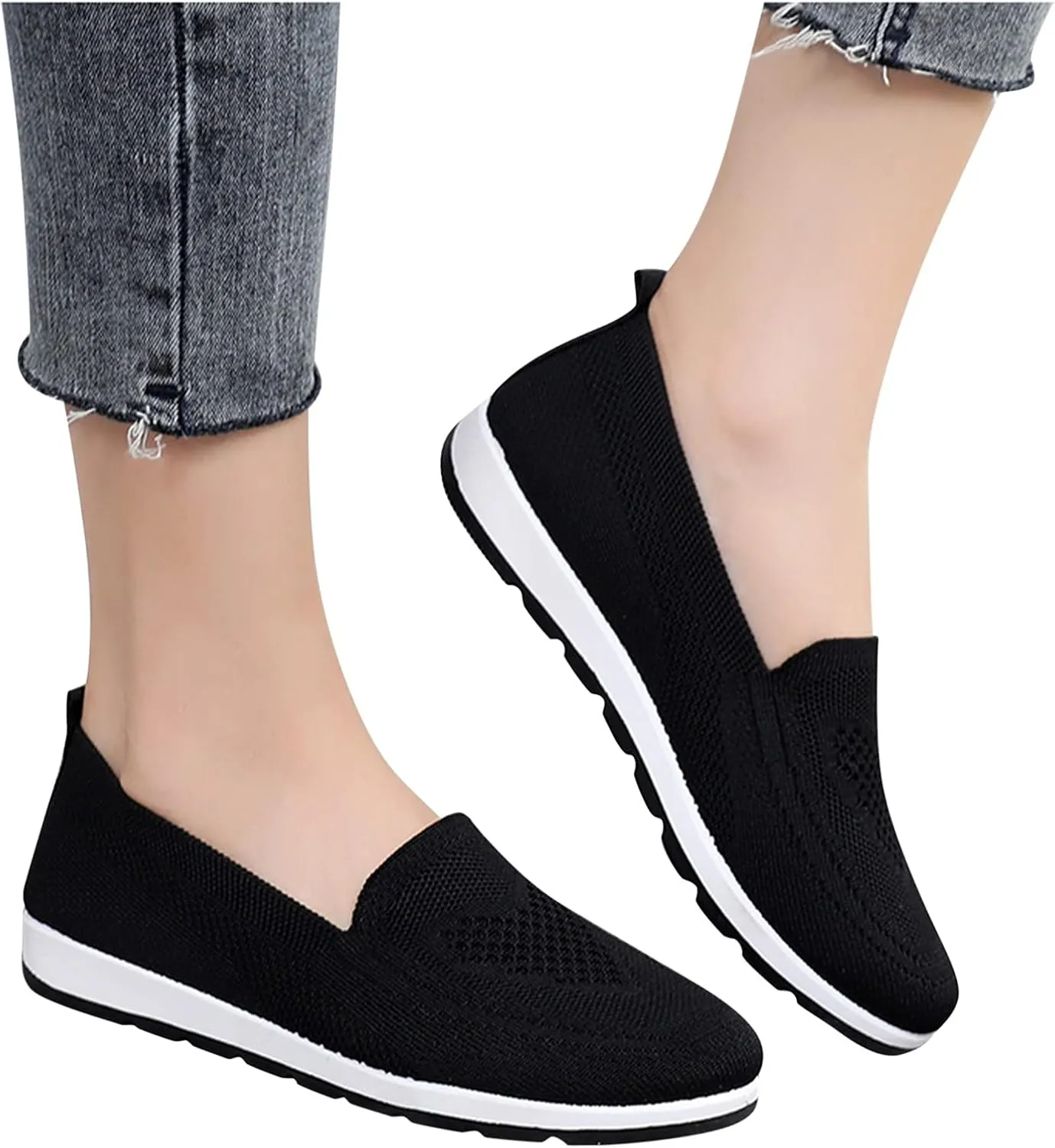 SBGMoSJ Womens Fashion Sneakers 2023 Trendy Slip On Shoes Women Wide Winter All White Running Shoes Women Plantar Fasciitis Shoes Women Black Flats Womens Black Sneakers Size 8 Casual