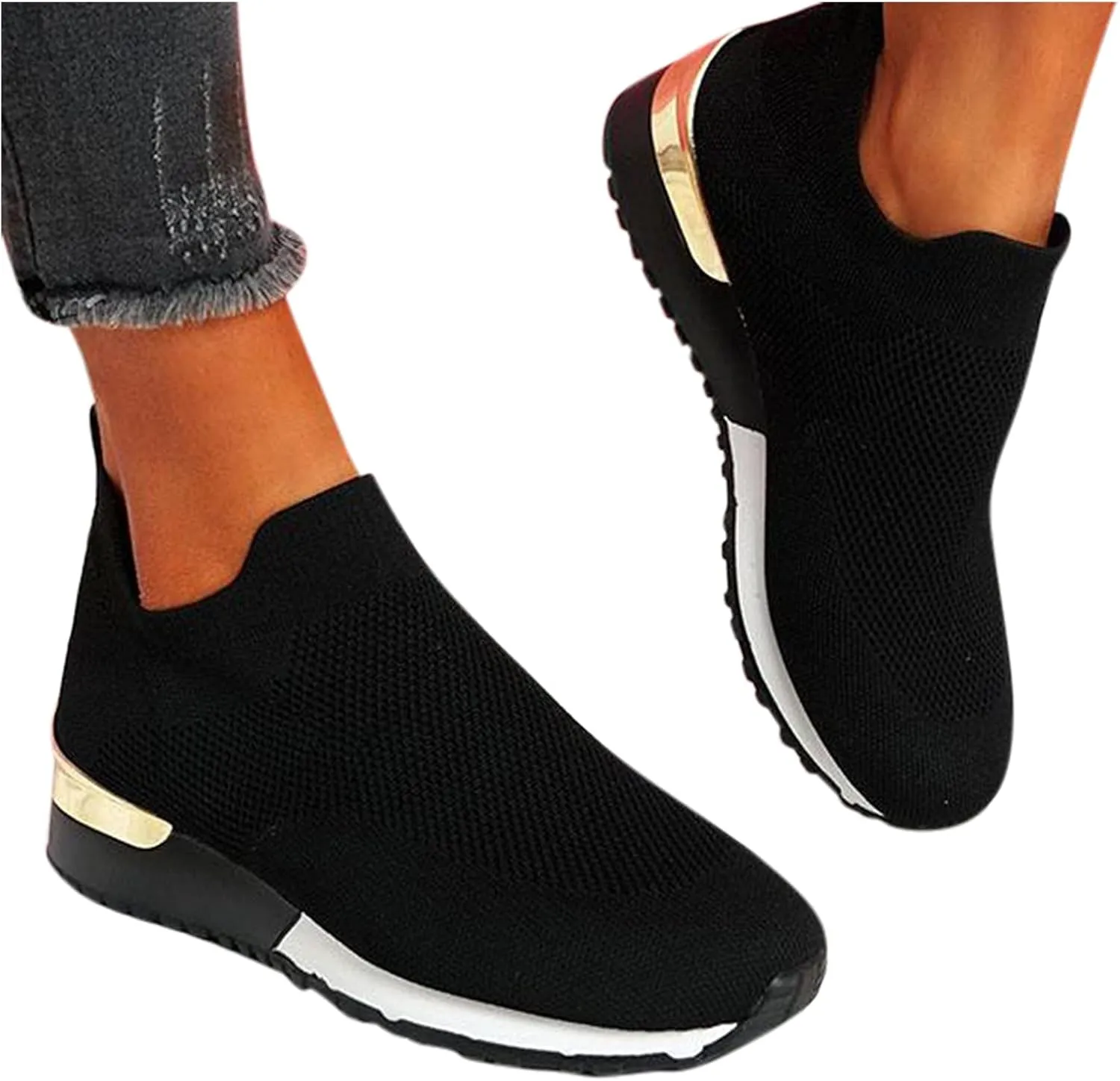 SBGMoSJ Womens High Top Sneakers Fashion Orthopedic Black Work Shoes for Women Slip On Tennis Shoes Women Wide Womens Running Shoes Size 10 Wide Extra Wide Slip On Tennis Shoes for Women