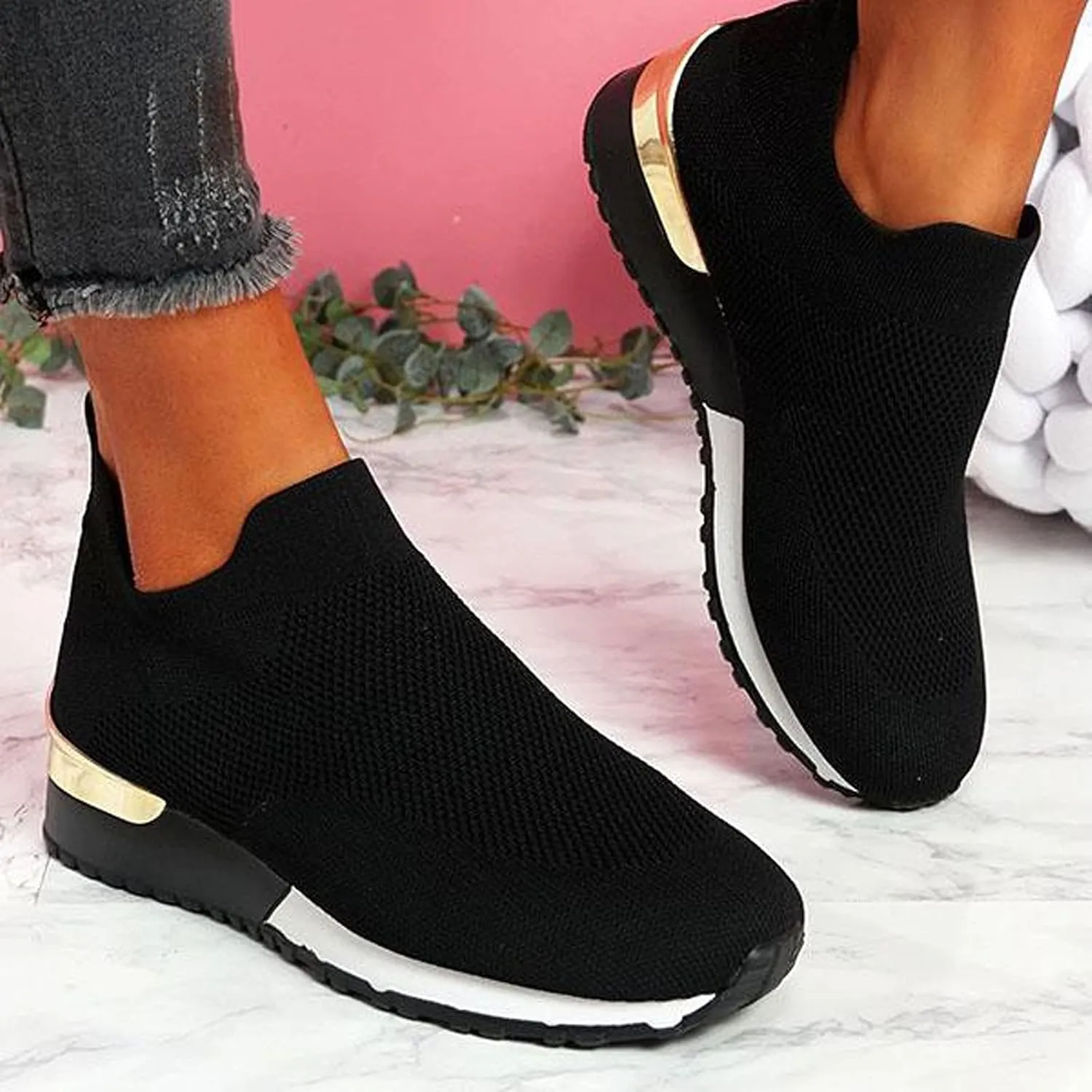 SBGMoSJ Womens High Top Sneakers Fashion Orthopedic Black Work Shoes for Women Slip On Tennis Shoes Women Wide Womens Running Shoes Size 10 Wide Extra Wide Slip On Tennis Shoes for Women