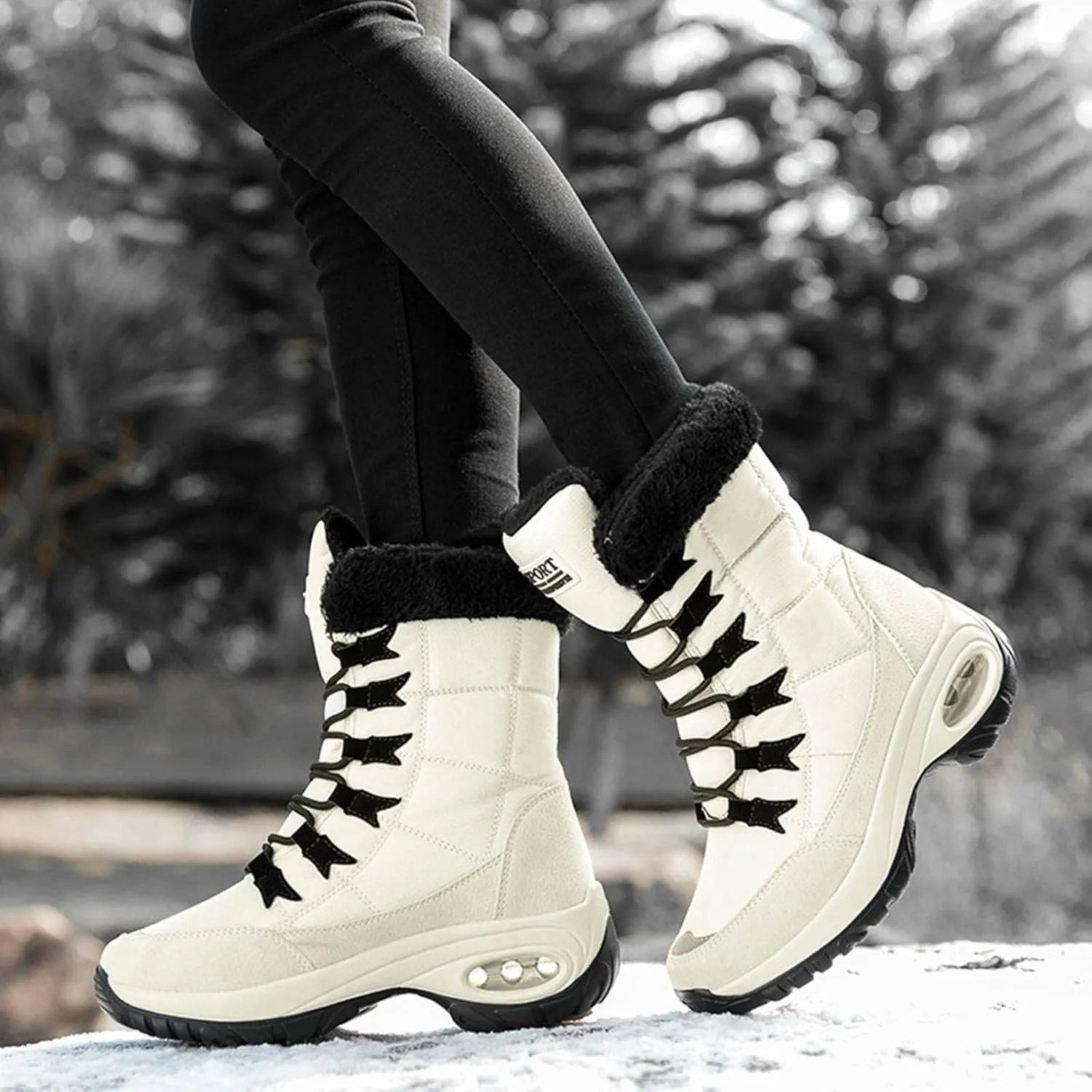 SBGMoSJ Womens Waterproof Winter Boots Tall Winter Waterproof Boots for Women Tall Womens Size 10 1/2 Wide Winter Boots Womens Waterproof Hiking Boots Extra Wide Width Botas Para Nieve De Mujer