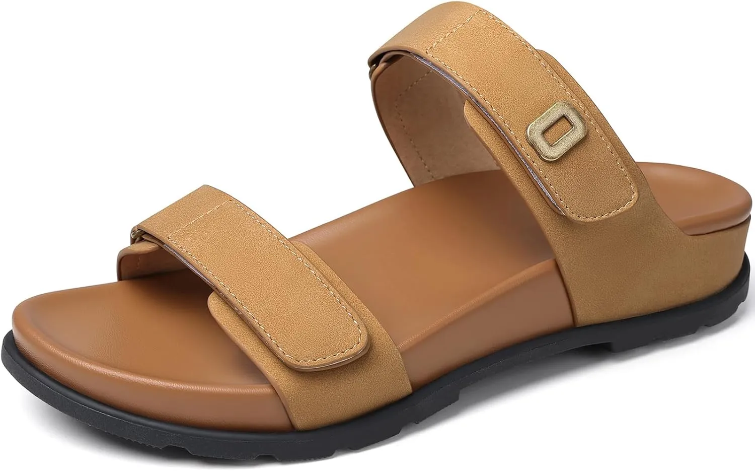 SHIBEVER Flat Sandals for Women Dressy: Summer Arch Support Comfortable Slip On Slide Sandal