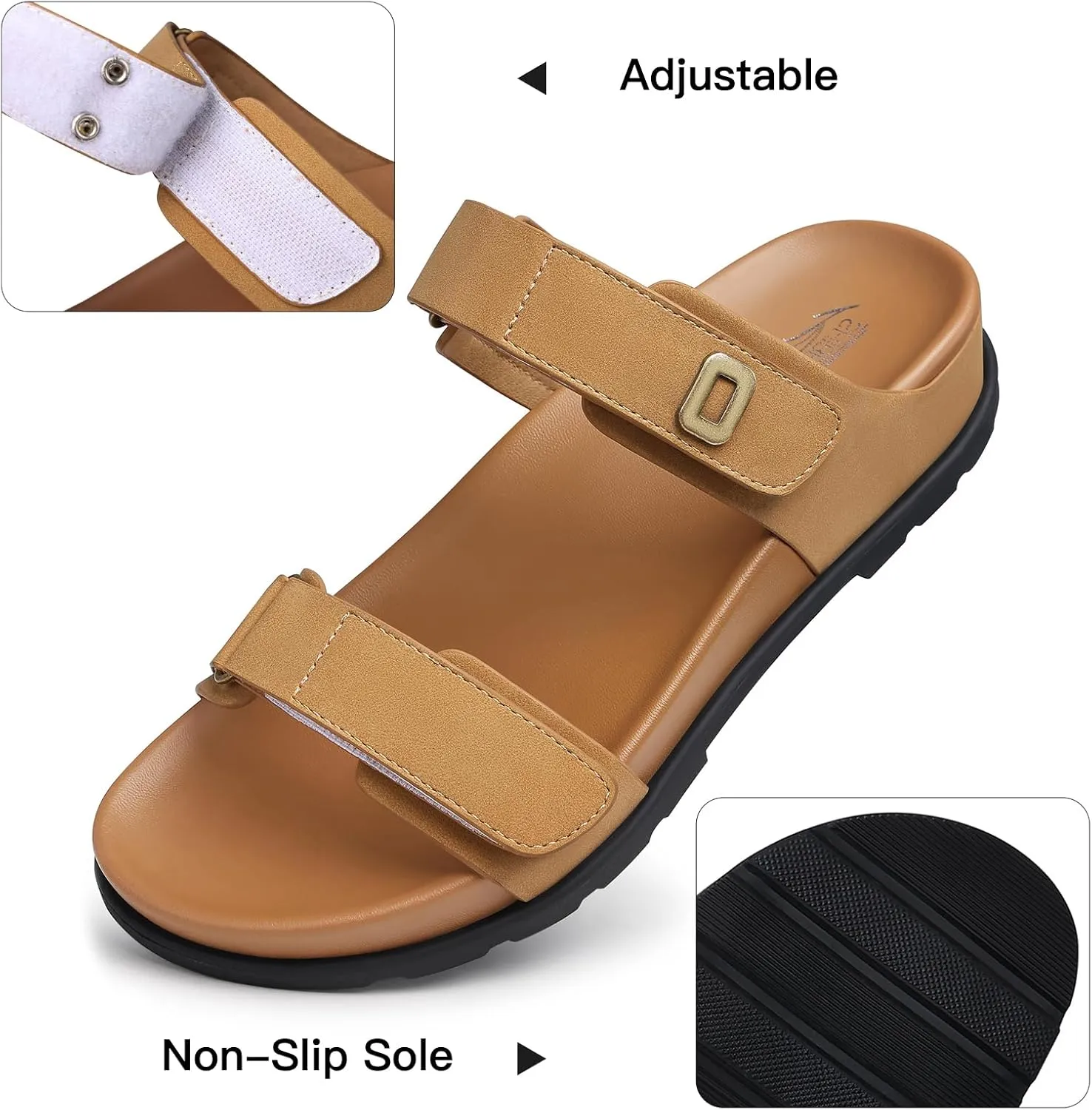 SHIBEVER Flat Sandals for Women Dressy: Summer Arch Support Comfortable Slip On Slide Sandal