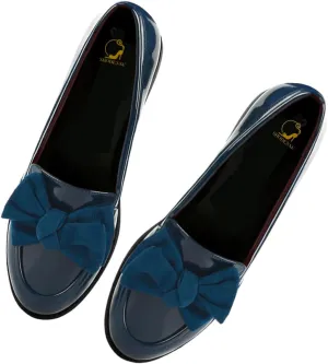 SHODENSE Women Patent Leather Loafers Flats Bow Closed Round Toe Slip On Flat Heel Penny Loafers Comfort Bow-Knot Flat Shoes Office Ladies Work Flats Vintage Classic Daily Driver Flats Fall 4-11 M US